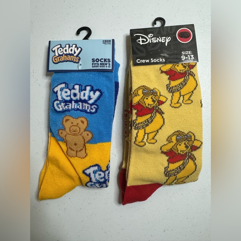 2 Pairs - Teddy Grahams and Disney’s Winnie the Pooh Crew Height Socks